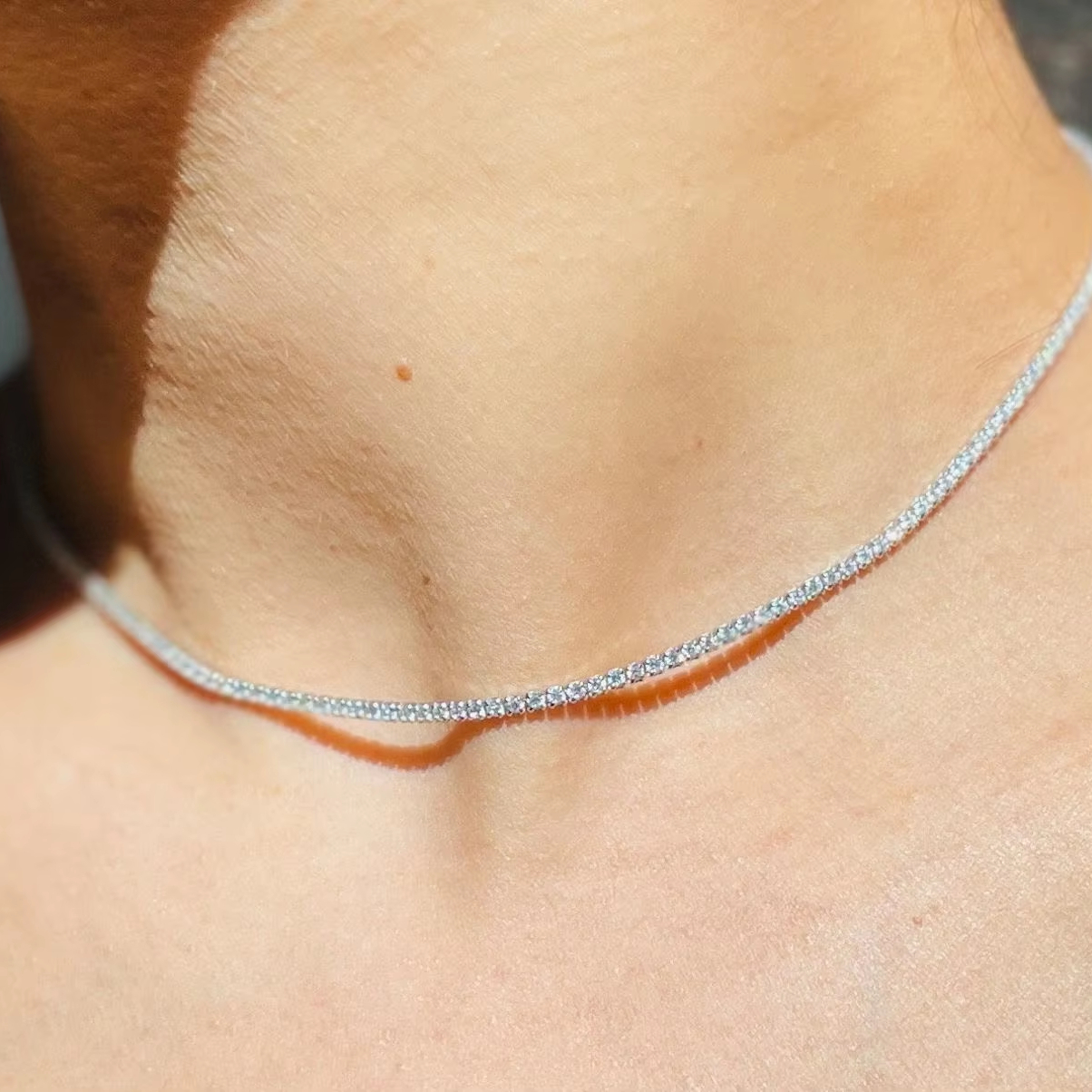 Moissanite tennis necklace